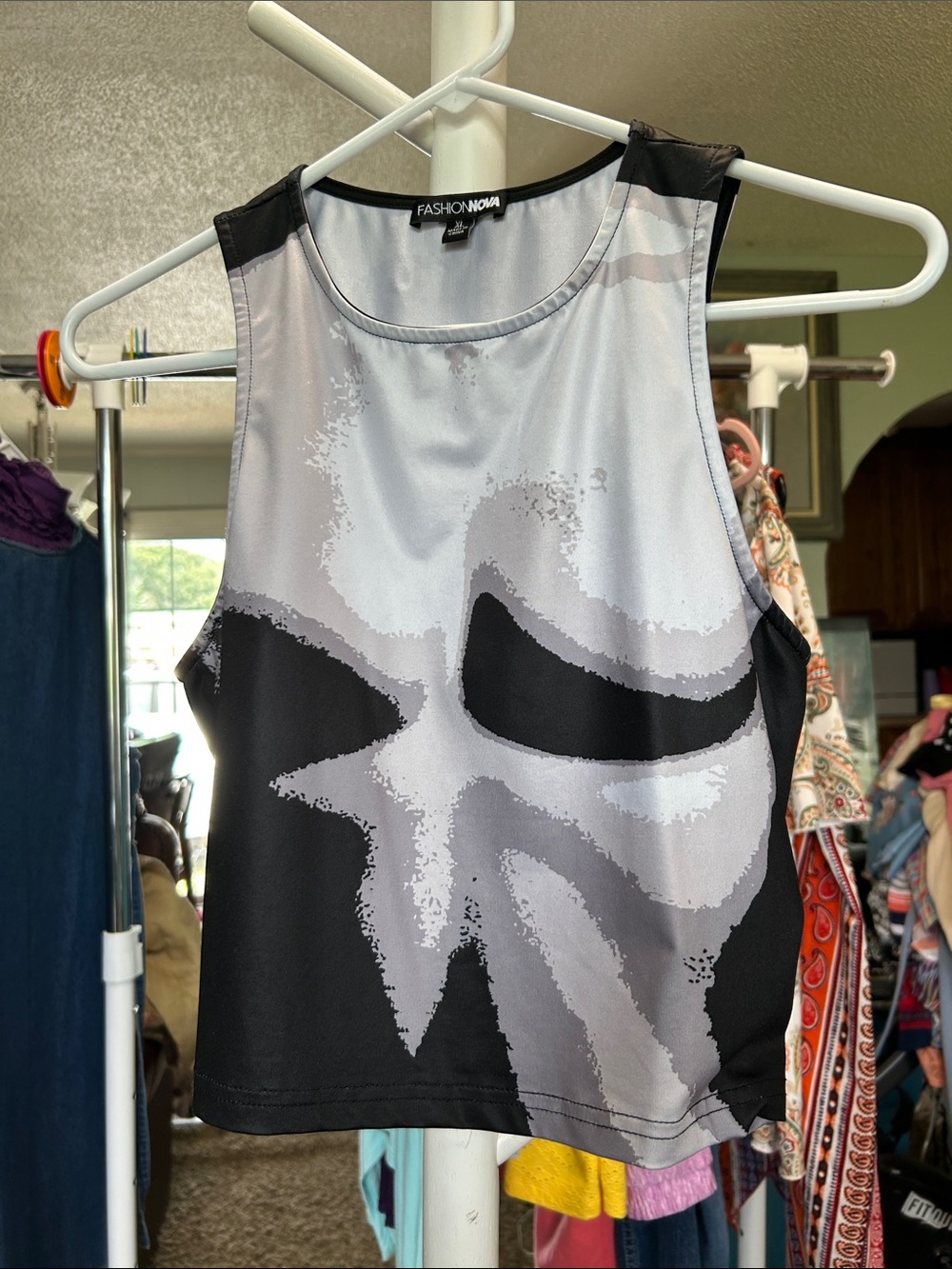 Fashion Nova Black & Gray Abstract Tank Size XL